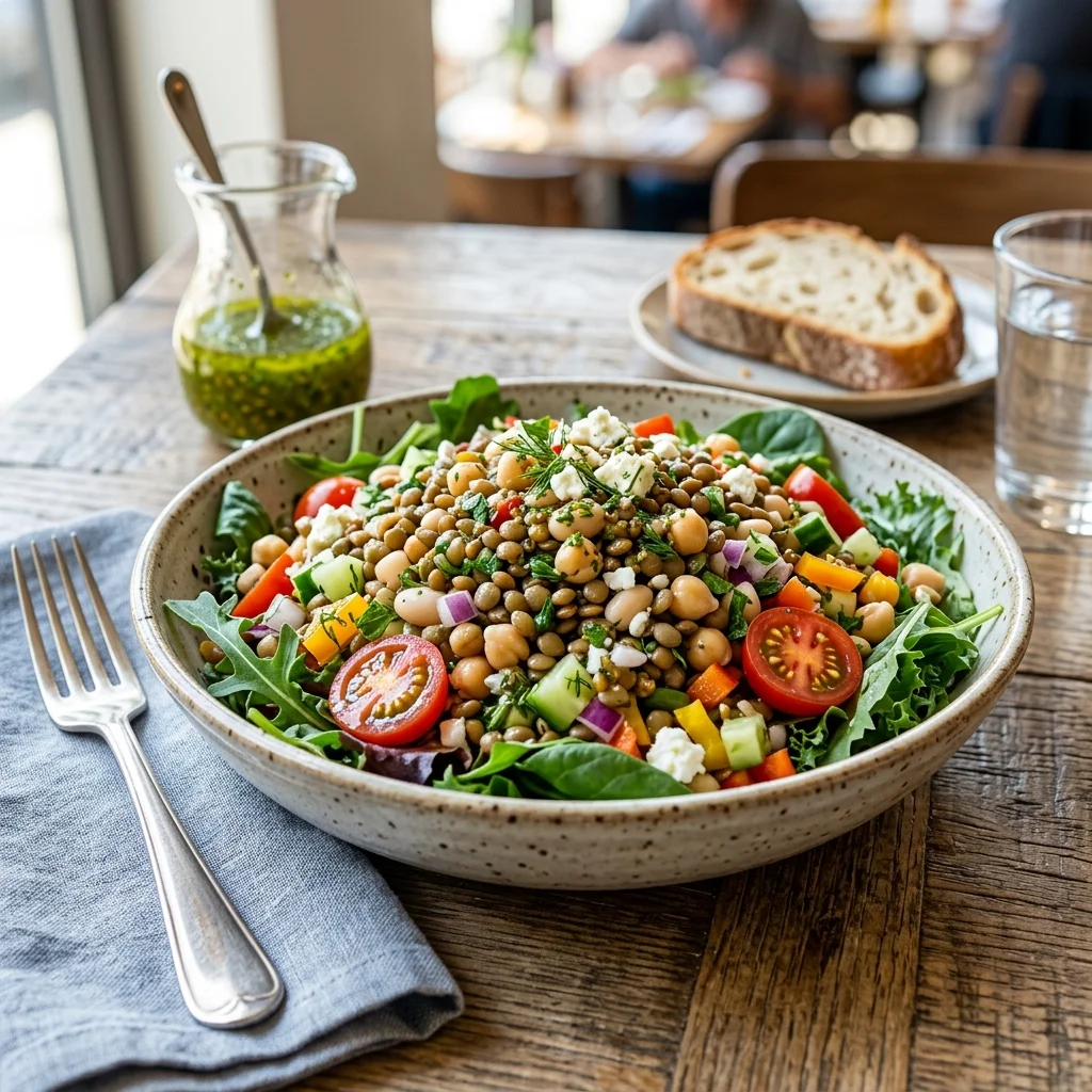 Overnight Pulses & Herb Vinaigrette Lunch Salad - flavorful high fiber recipes (AI Generated Image)