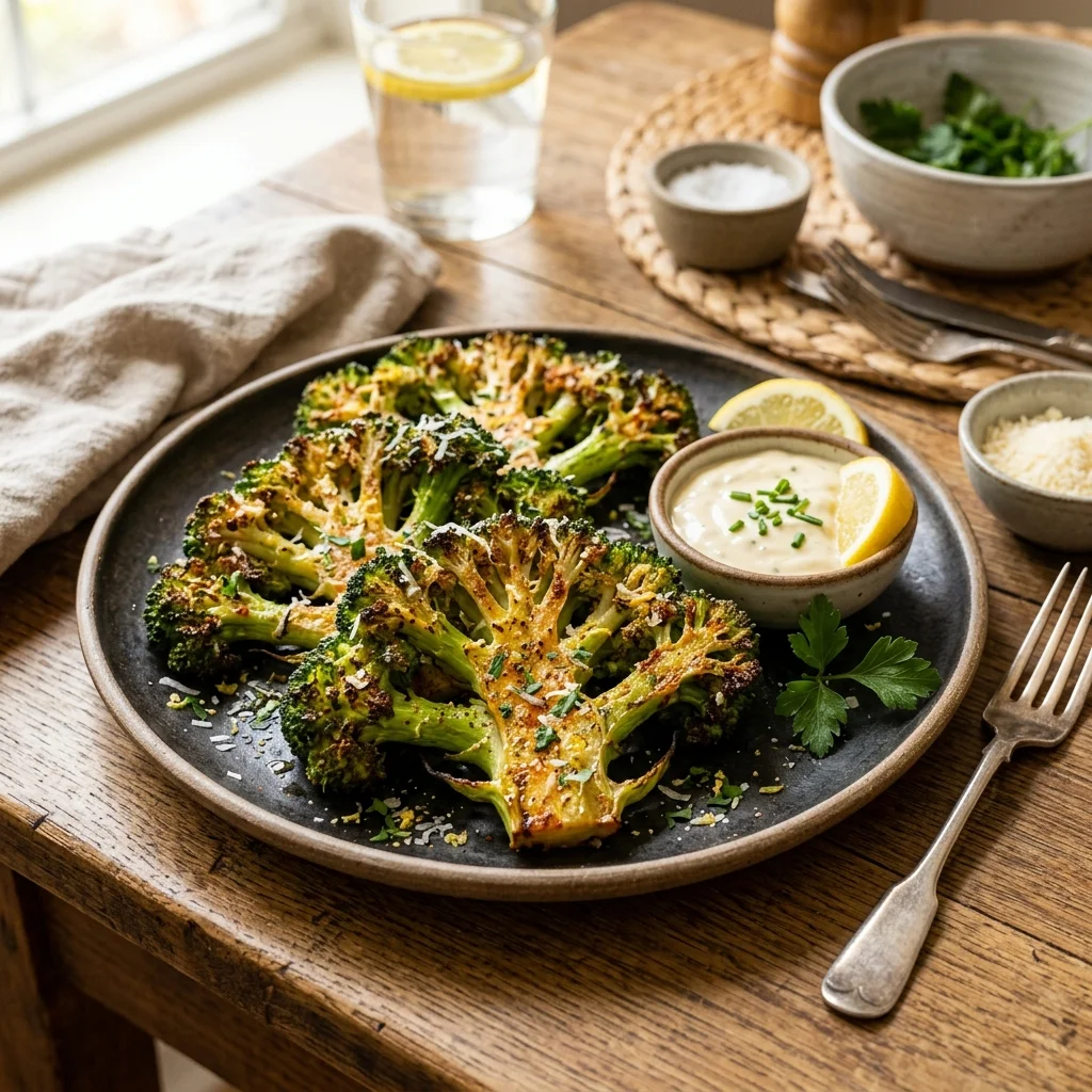 Crispy Air-Fried Broccoli Florette Steaks - flavorful high fiber recipes (AI Generated Image)