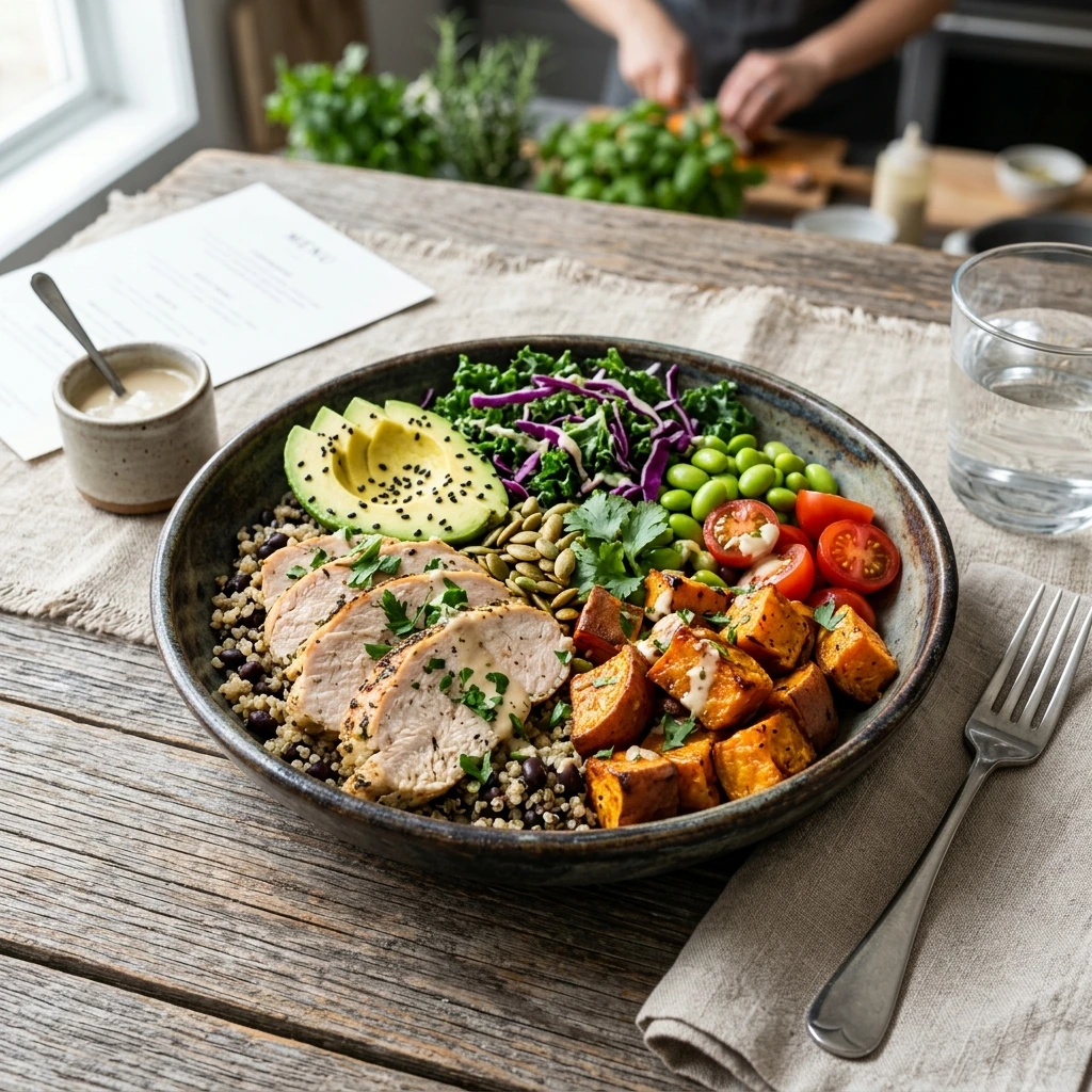 20 Satiating High-Protein High-Fiber Meals for Sustained Energy 14 Precision Macro Turkey & Roasted Sweet Potato Bowl - high protein high fiber meals (AI Generated Image)